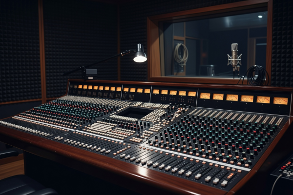 Mixing desk in a professional recording studio